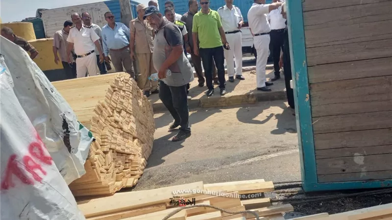 إنقلاب سيارة نقل محملة بالأخشاب على كوبرى قويسنا.. صور