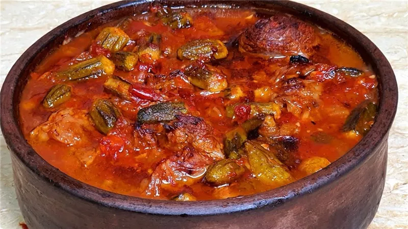ألذ طاجن بامية باللحم الضاني للعيد