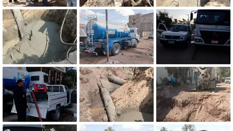 مياه اسيوط تنهى اصلاح الكسر المفاجئ لخط طرد المراغى