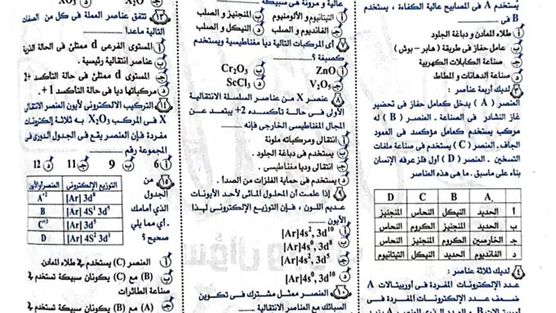 الامتحان بين يديك.. 750 سؤالا واجابتهم من كتاب الجمهورية التعليمى للكيمياء للثانوية العامة