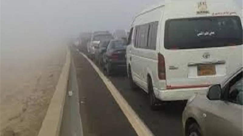 توقف حركة المرور بطريق مصر اسكندرية الصحراوى