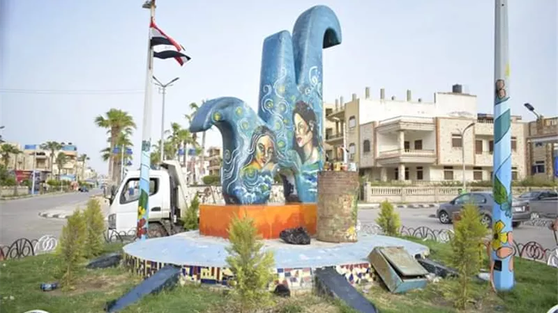 طلاب التربية النوعية يحولون مصيف بلطيم للوحة فنية وجمالية