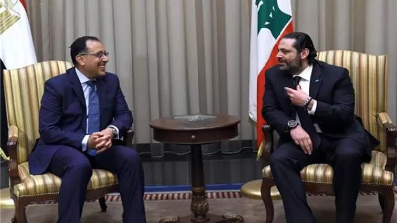 جلسة مباحثات ثنائية بين رئيس الوزراء ونظيره اللبنانى ببيروت