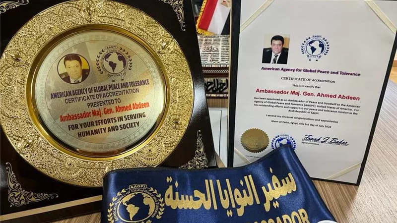 عابدين سفيرا للنوايا الحسنة بشهادة الوكالة الامريكية للسلام العالمي