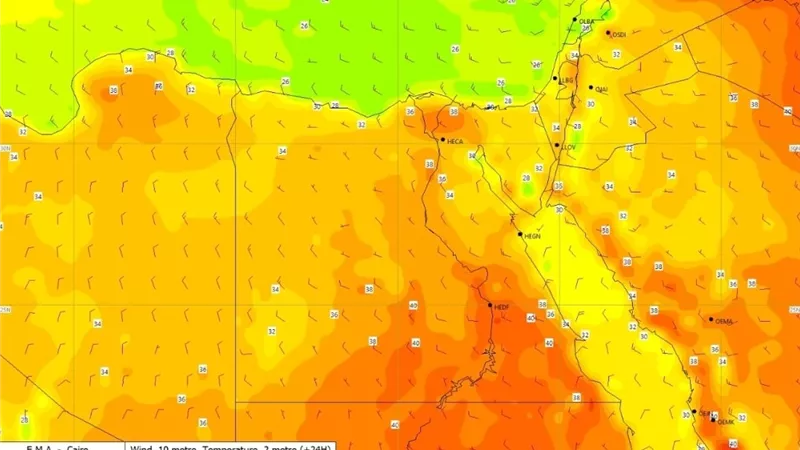 الارصاد : أجواء شديدة الحرارة علي القاهرة والوجة البحري
