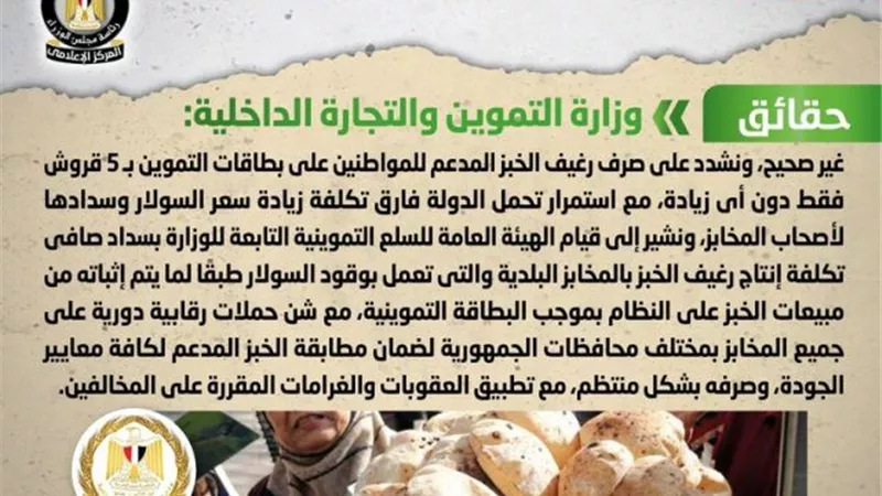 الحكومة تنفى رفع سعر رغيف الخبز المدعم تزامناً مع تحريك أسعار السولار