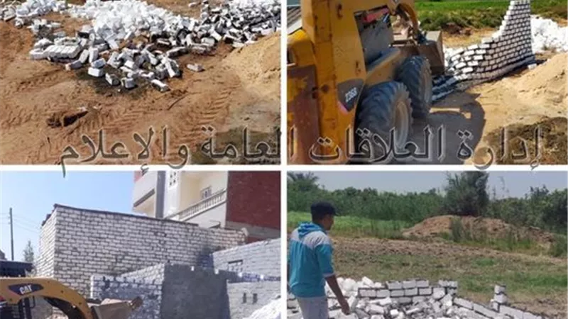 إزالات فورية للتعديات علي الأراضي الزراعية في القنطرة غرب