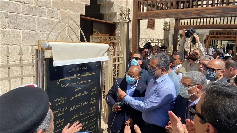 وزيرا التنمية المحلية والسياحة ومحافظ المنيا يفتتحون أعمال تطوير مسار العائلة المقدسة بدير جبل الطير