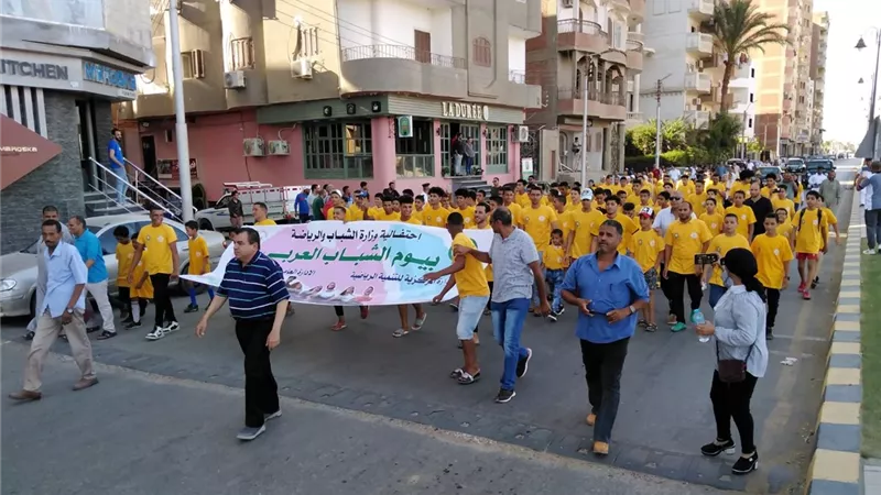 ماراثون رياضي ببنى سويف ضمن احتفال جامعة الدول العربية بيوم الشباب العربي..صور