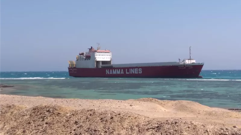 جنوح السفينه النوي اكسبريس بمنطقة الزعفرانة شمال البحر الأحمر