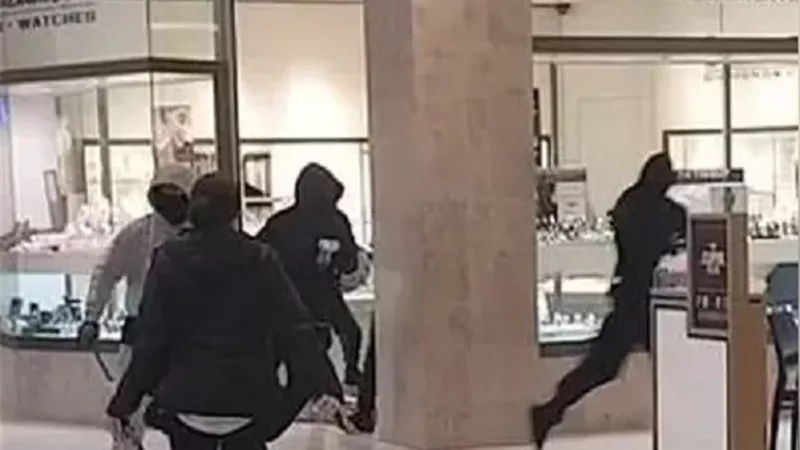 سرقة متجر مجوهرات أمام المتسوقين .. فيديو