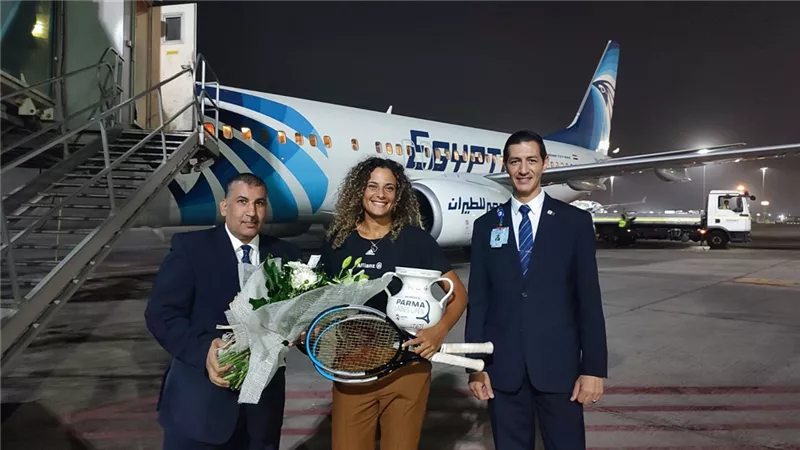 مصرللطيران تحتفي بفوز ميار شريف ببطولة بارما الدولية المفتوحة للتنس