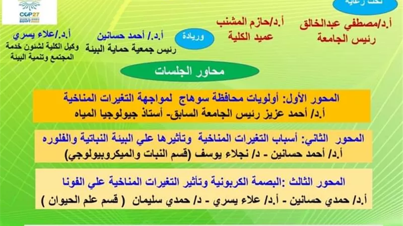 غداً علوم سوهاج تنظم فعاليات يوم المناخ