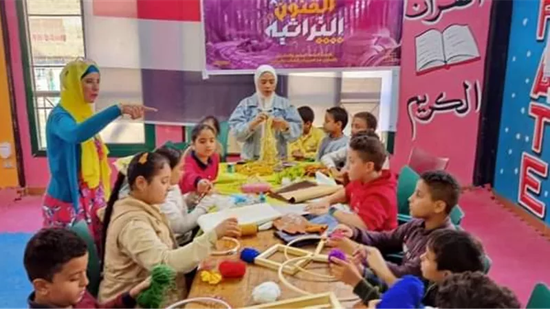 ورش عمل لاشغال الفنون التراثية للطلائع بمركزى شباب كفر مناقر والرملة