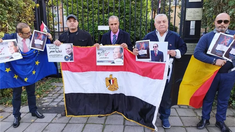 وقفة تضامنية مع النائب عمرو درويش من أمام سفارتنا ببروكسيل (فيديو)