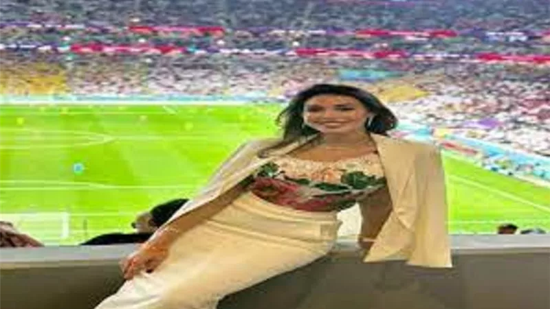 ياسمين صبرى تخطف الانظار فى استاد قطر.. فيديو وصور