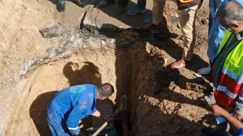 الانتهاء من اصلاح خط مياه 12 بوصة بمدينة ههيا