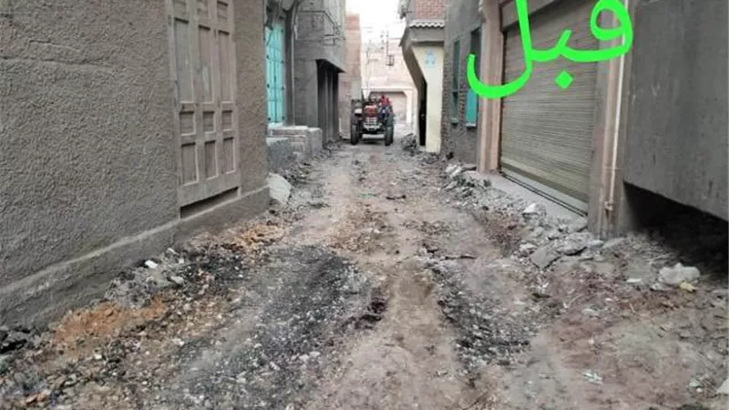 رصف الشوارع الرئيسية بمدينة عزبة البرج بدمياط