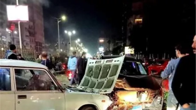 تصادم مروع بين خمس سيارات وعربة كارو فى طنطا