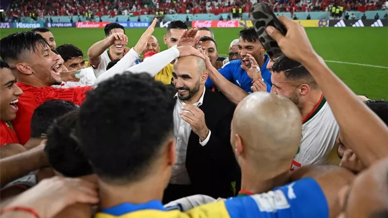 رد فعل وليد الركراكى بعد تأهل المغرب لربع نهائى المونديال - شاهد