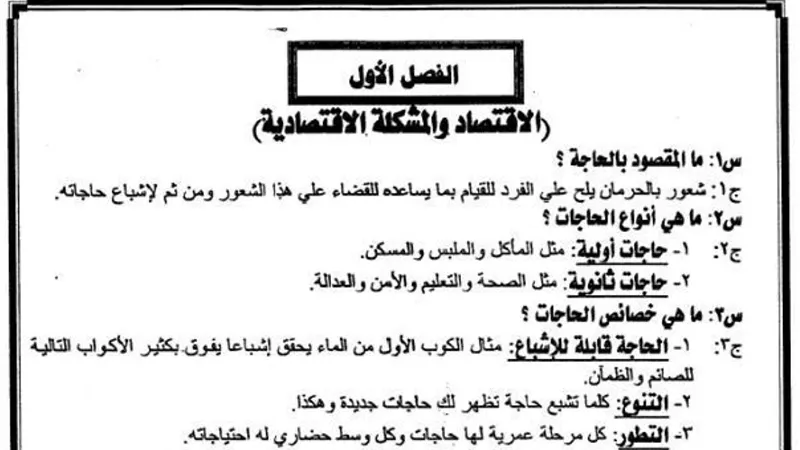 مراجعة نهائية في الاقتصاد للصف الثالث الثانوي .. 