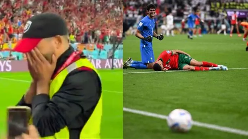 شاهد .. عامل مغربي يبكي في صمت بعد تأهل 