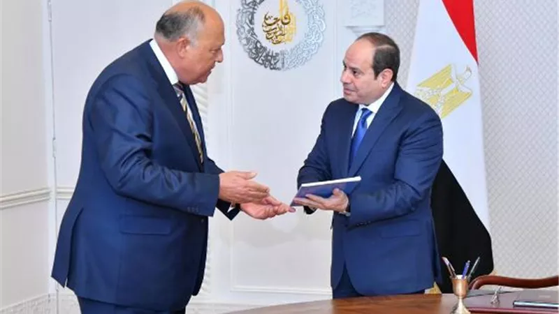 السيسي يجتمع مع وزيرالخارجيةللاطلاع على تقريراستراتيجيةحقوق الإنسان