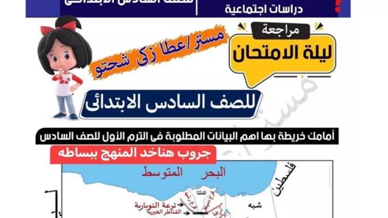 280سؤالا واجابتهم فى الدراسات الاجتماعية للصف السادس الابتدائى