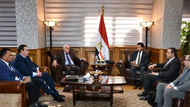 صبحى والغضبان يتفقان على البدء فى تنفيذ أعمال إنشاء إستاد بورسعيد