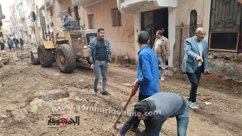 تركيب انترلوك وتقطيع فرم وتكثيف أعمال النظافة بشوارع بركة السبع