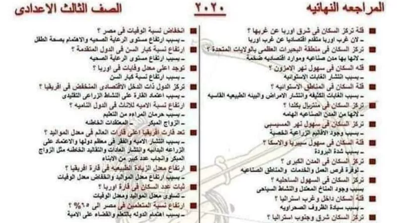 روشتة التفوق والحصول على 100% .. دراسات اجتماعية للشهادة الاعدادية