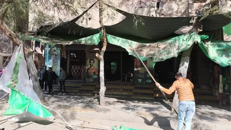 رفع 680 اشغال واصلاح هبوط صرف صحي بجنوب الجيزة .. صور
