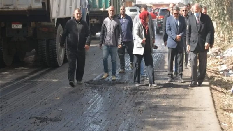 محافظ القليوبيةيتفقد أعمال الرصف النهائية لطريق سندنهور كفر العرب