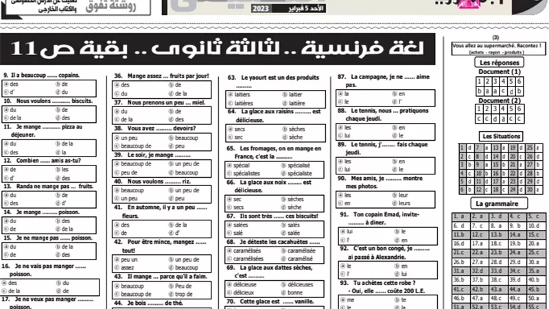 أقوى مراجعة في اللغة الفرنسية للثانوية العامة