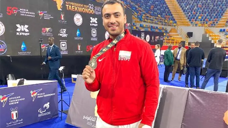 عبد الرحمن درويش يحصد فضية بطولة مصر الدولية للتايكوندو.. صور