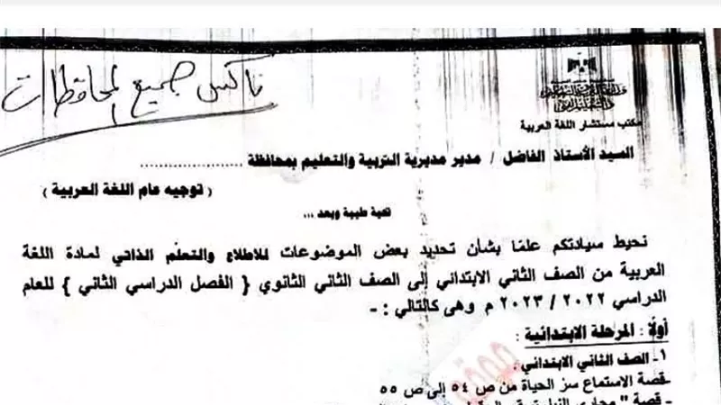 أجزاء الاطلاع فقط في اللغة العربية للابتدائي والإعدادي والثانوي