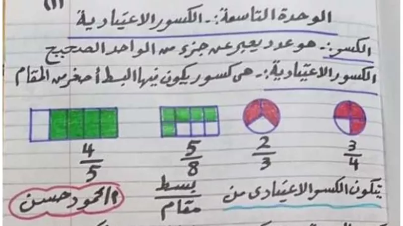 شرح الكسور الاعتيادية لخامسة ابتدائي ترم ثانى .. مش هتقدر تفوتها
