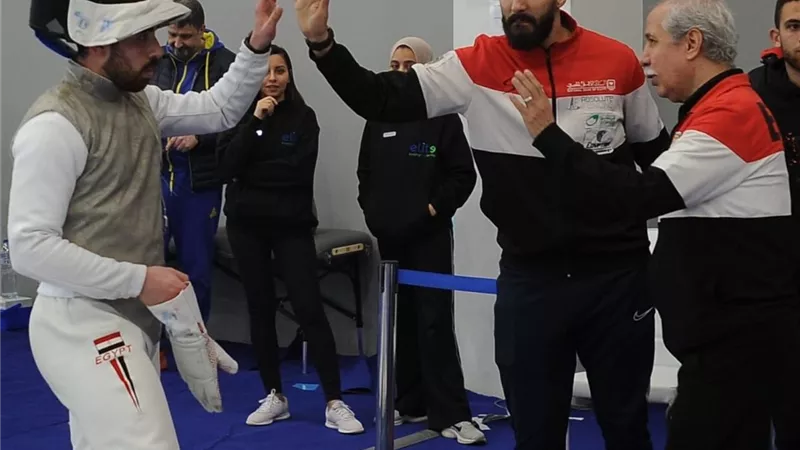 محمد حسن يهزم بطل ألمانيا فى كأس العالم لسلاح الشيش