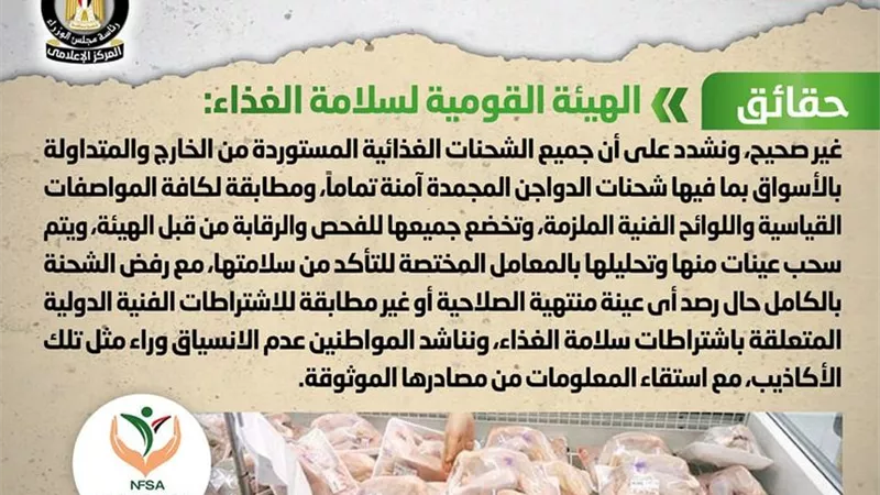 الحكومة تنفى استيراد شحنات دواجن مجمدة فاسدة ومنتهية الصلاحية