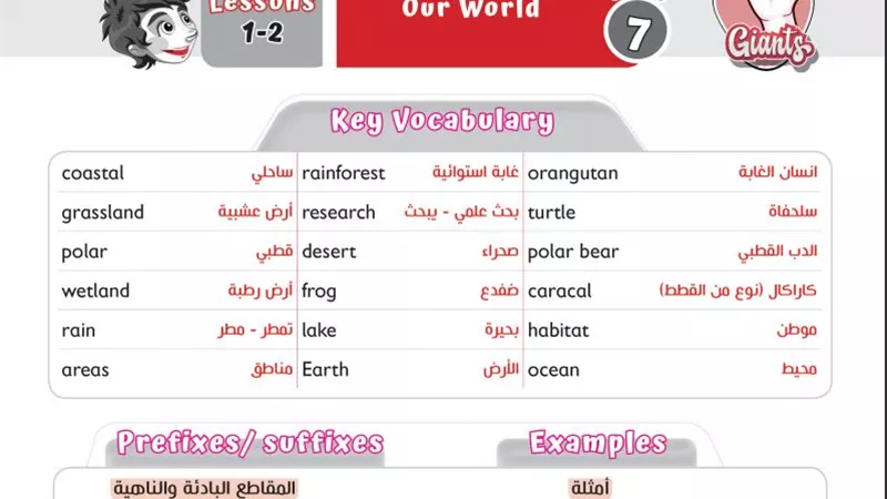 شرح وكلمات وجرمر الوحدة السابعة للغة الانجليزية للشهادة الاعدادية