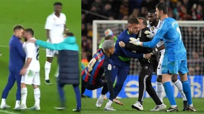 شاهد..اشتباك لفظي بين كارفخال نجم ريال مدريد وحارس برشلونة