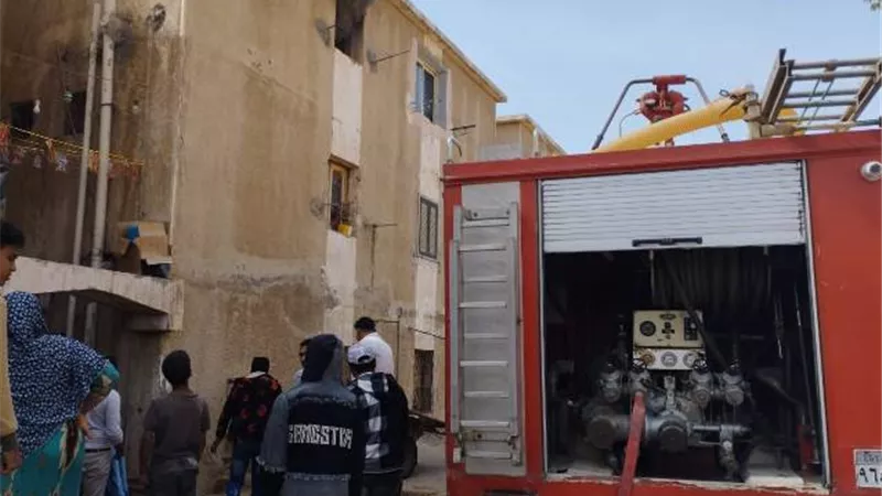 تفحم وحدة سكنية بالكامل فى حريق هائل داخل مدينة بدر.. بالصور