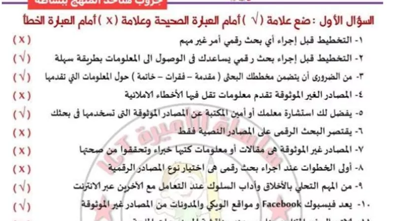 مراجعة شهر إبريل لمادة تكنولوجيا المعلومات للصف الرابع الابتدائى