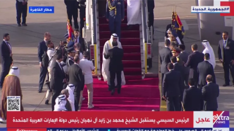 الرئيس السيسى يستقبل نظيره الإماراتى فى مطار القاهرة