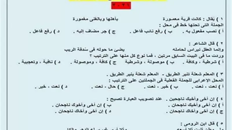 100 سؤال نحو وإجابتهم لن يخرج عنهم امتحان العربي للثانوية العامة