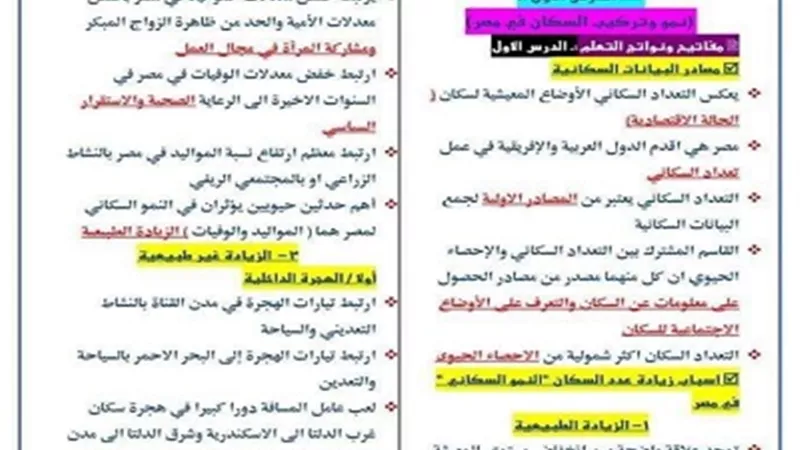 ملخص الجغرافيا للصف الأول الثانوي الترم الثاني