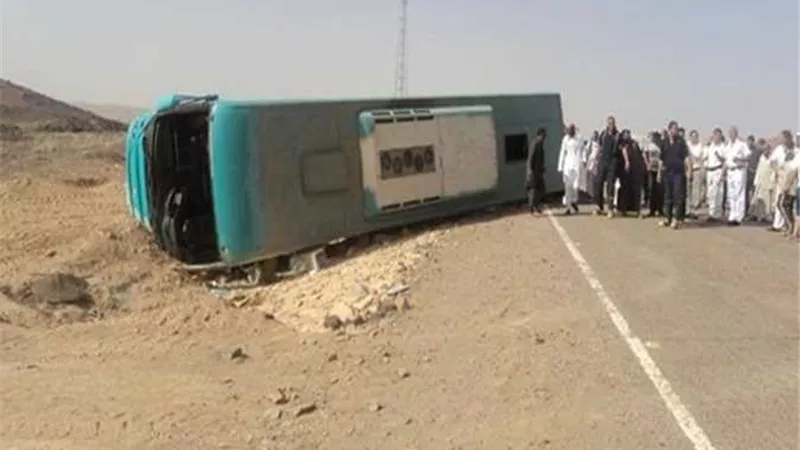 إصابة 39 من الجنسية السودانية فى انقلاب أتوبيس ببنى سويف