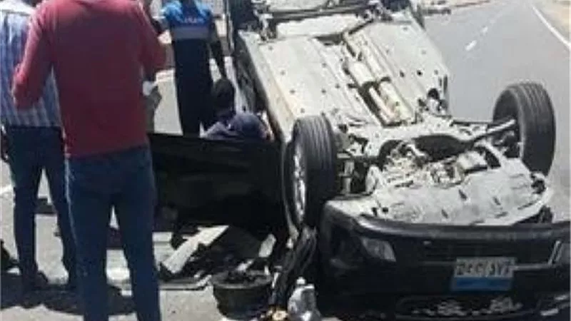إصابة 4 فى انقلاب سيارة ملاكى على الصحراوى الغربى ببنى سويف