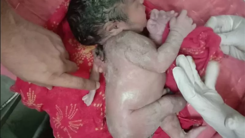 طفل بذراع ثالثة في ظهره أثار إندهاش أطباء الولادة .. صور