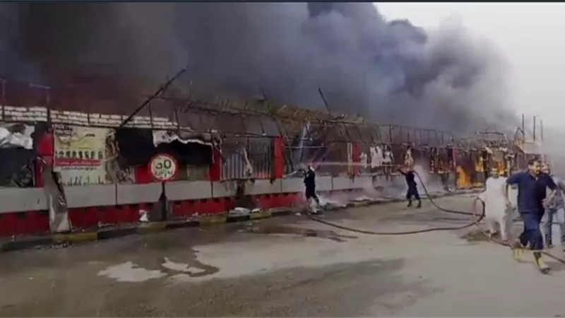 اندلاع حريق هائل بمعرض شباب مصر في بني سويف